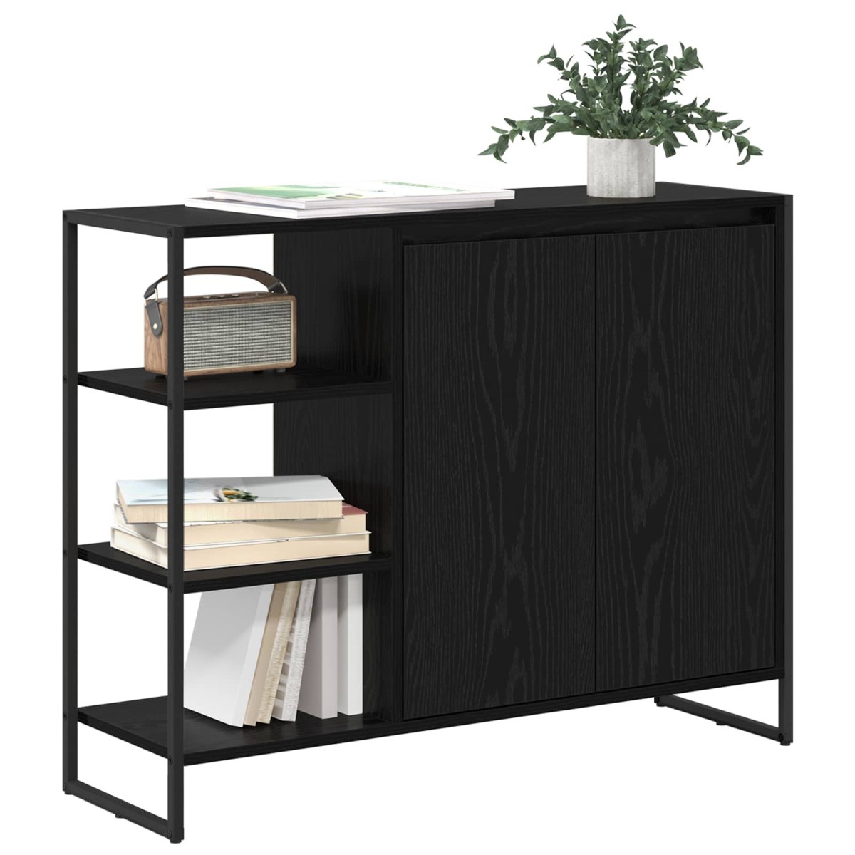 vidaXL Βοηθητικό ντουλάπι Μαύρη Οξυά 96.5 x 30 x 75 εκ