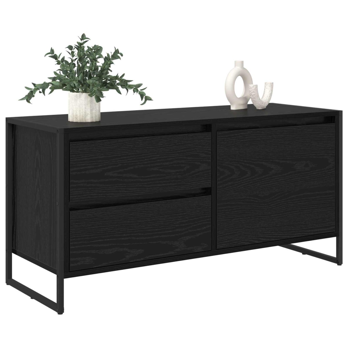 vidaXL Ντουλάπι TV 100 x 36 x 49.5 εκ Μαύρη Οξυά Επεξεργασμένο Ξύλο