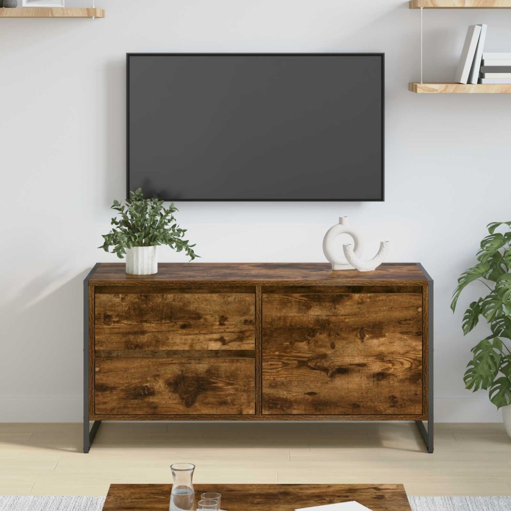 vidaXL Ντουλάπι TV 100 x 36 x 49.5 εκ Καπνιστό Δρύς Επεξεργασμένο Ξύλο