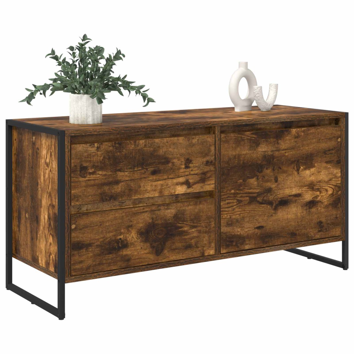 vidaXL Ντουλάπι TV 100 x 36 x 49.5 εκ Καπνιστό Δρύς Επεξεργασμένο Ξύλο