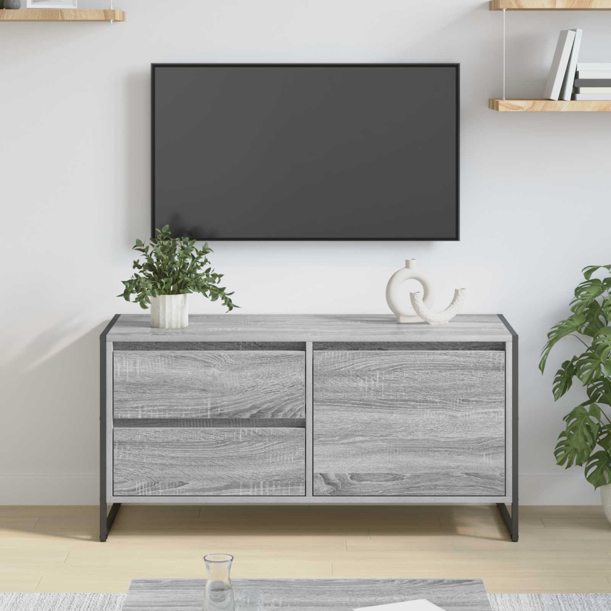 vidaXL Ντουλάπι TV 100 x 36 x 49.5 εκ Γκρίζο Σονομα Επεξεργασμένο Ξύλο