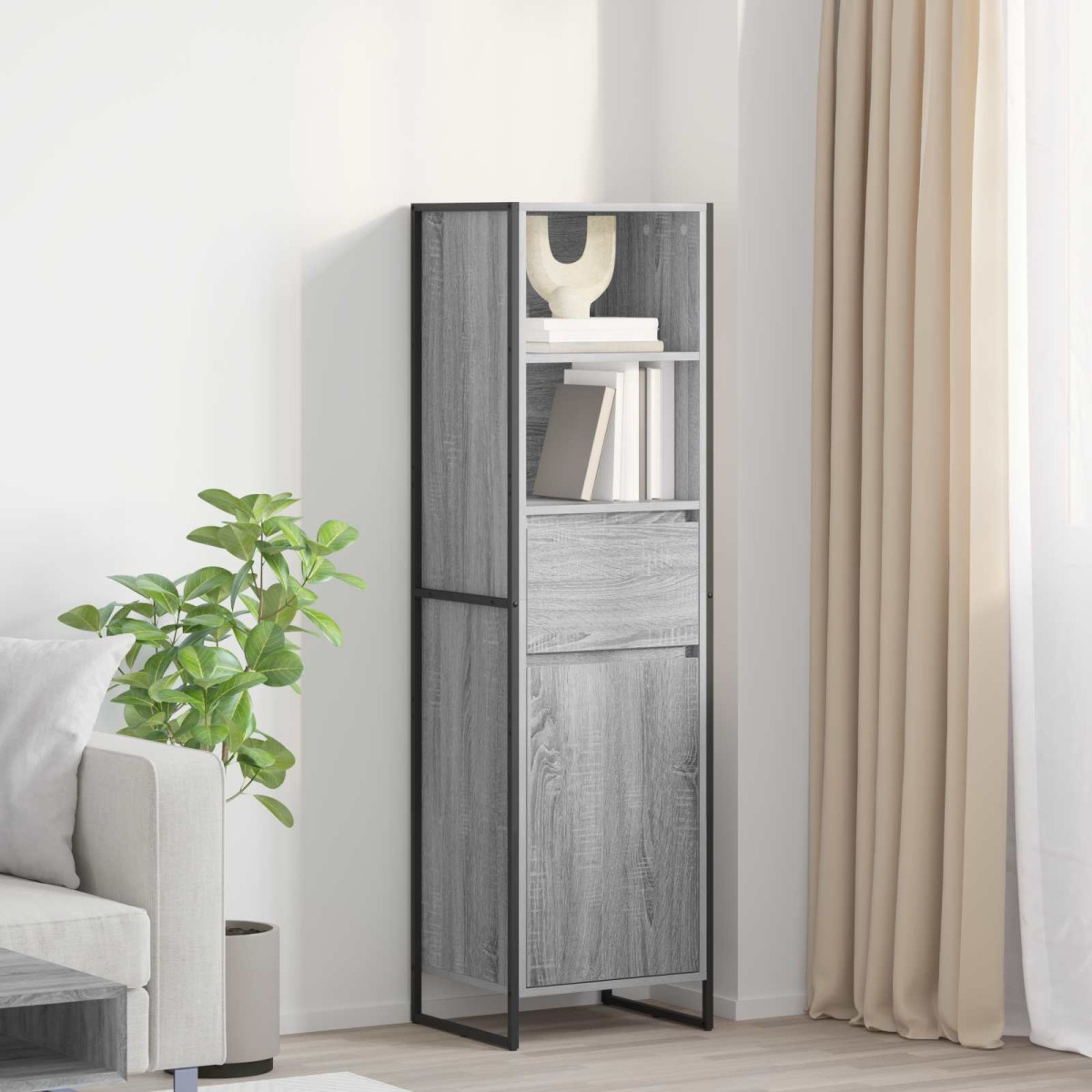 vidaXL Βιβλιοθήκη Γκρίζο Σονομα 43 x 36 x 150.5 εκ Επεξεργασμένο Ξύλο