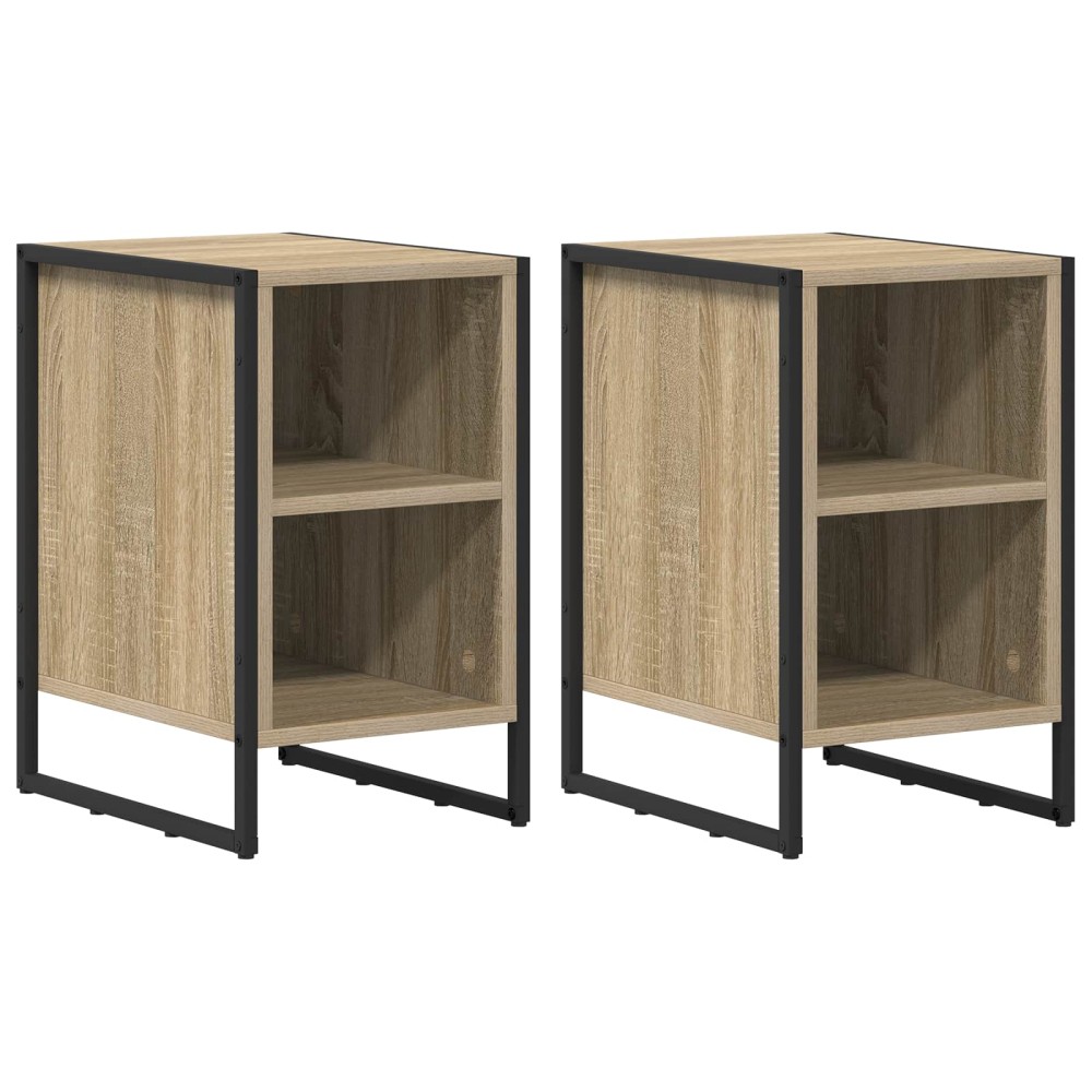 vidaXL Κομοδίνο 2 τμχ. Σονόμα 39.5 x 30 x 50 εκ Επεξεργασμένο Ξύλο