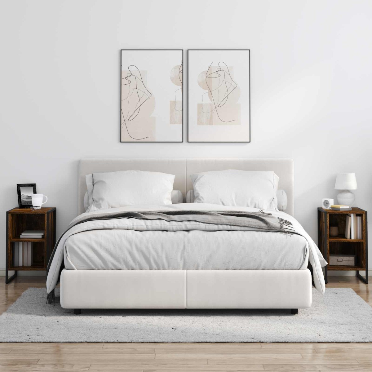 vidaXL Κομοδίνο 2 τμχ. Καπνιστό Δρυς 39.5 x 30 x 50 εκ