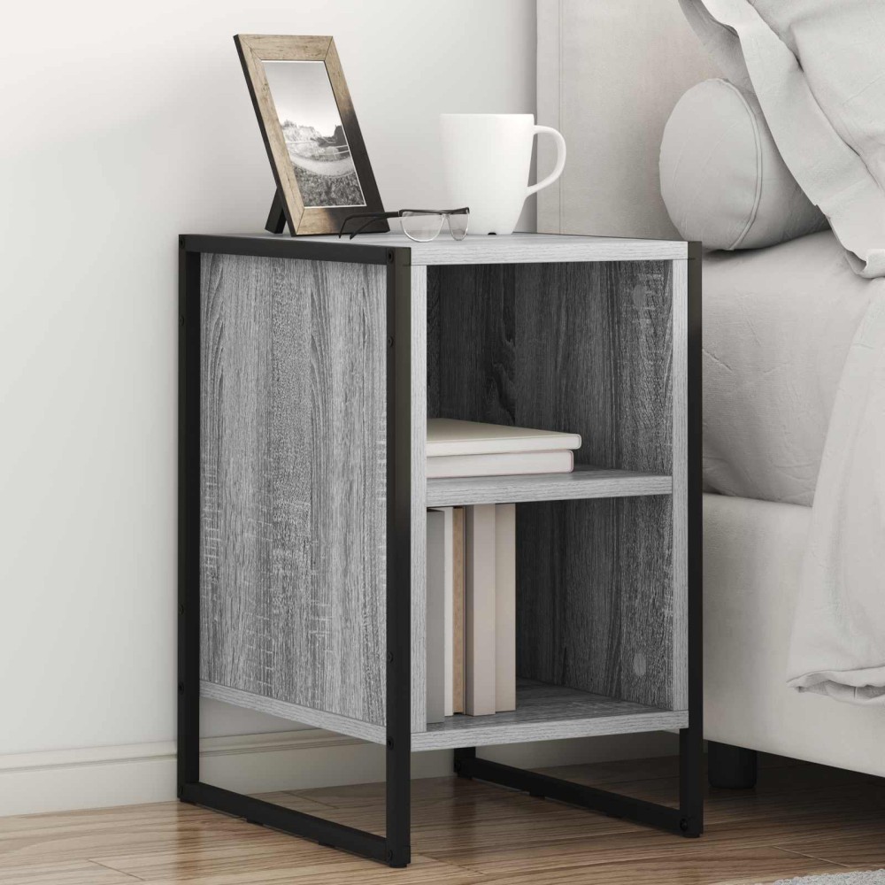 vidaXL Κομοδίνο 2 τμχ. Γκρίζο Σονομα 39.5 x 30 x 50 εκ