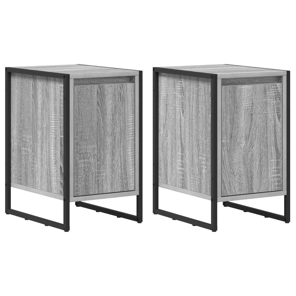 vidaXL Κομοδίνο 2 τμχ. Γκρίζο Σονομα 39,5 x 30 x 50 εκ