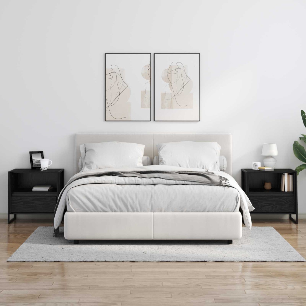 vidaXL Κομοδίνο Μαύρη Οξυά 50 x 39,5 x 50 εκ. Επεξεργασμένο Ξύλο