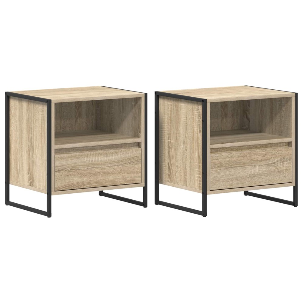 vidaXL Κομοδίνο 2 τεμ. Σονόμα 50 x 39,5 x 50 εκ. Επεξεργασμένο Ξύλο