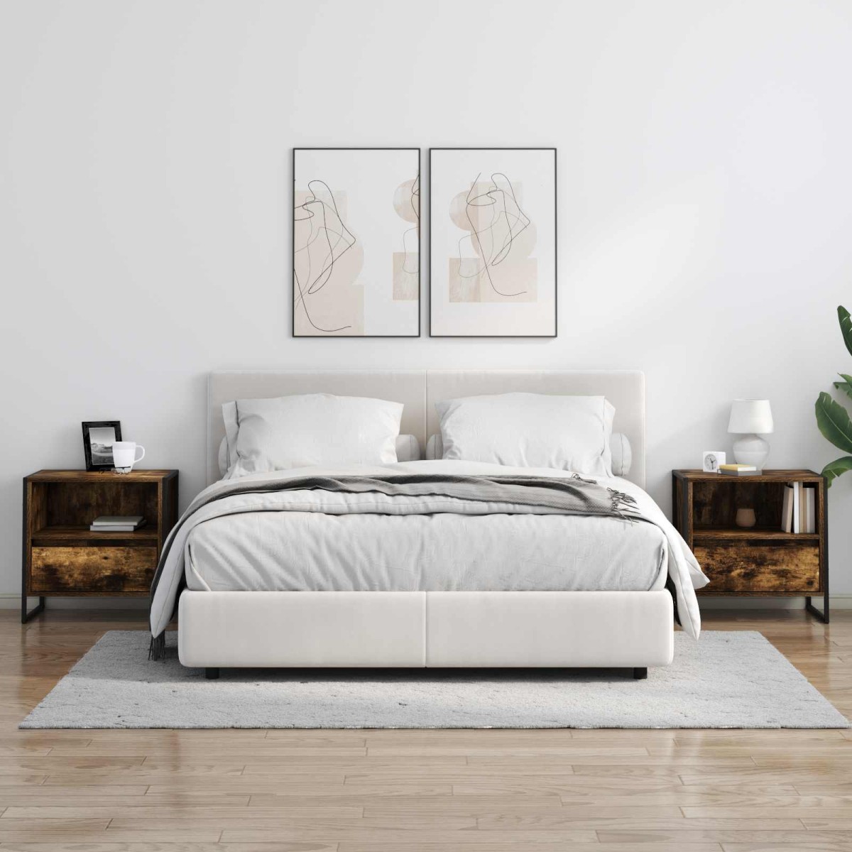 vidaXL Κομοδίνο 2 τεμ. Καπνιστό Δρύς 50 x 39,5 x 50 εκ.