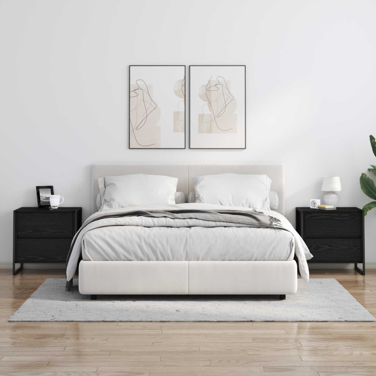 vidaXL Κομοδίνο Μαύρη Οξυά 50 x 39.5 x 50 εκ. Επεξεργασμένο Ξύλο