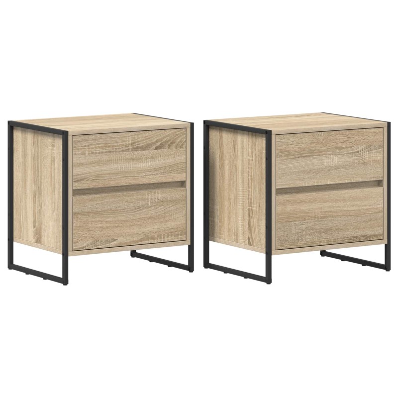 vidaXL Κομοδίνο 2 τμχ. Σονόμα 50 x 39.5 x 50 εκ. Επεξεργασμένο Ξύλο