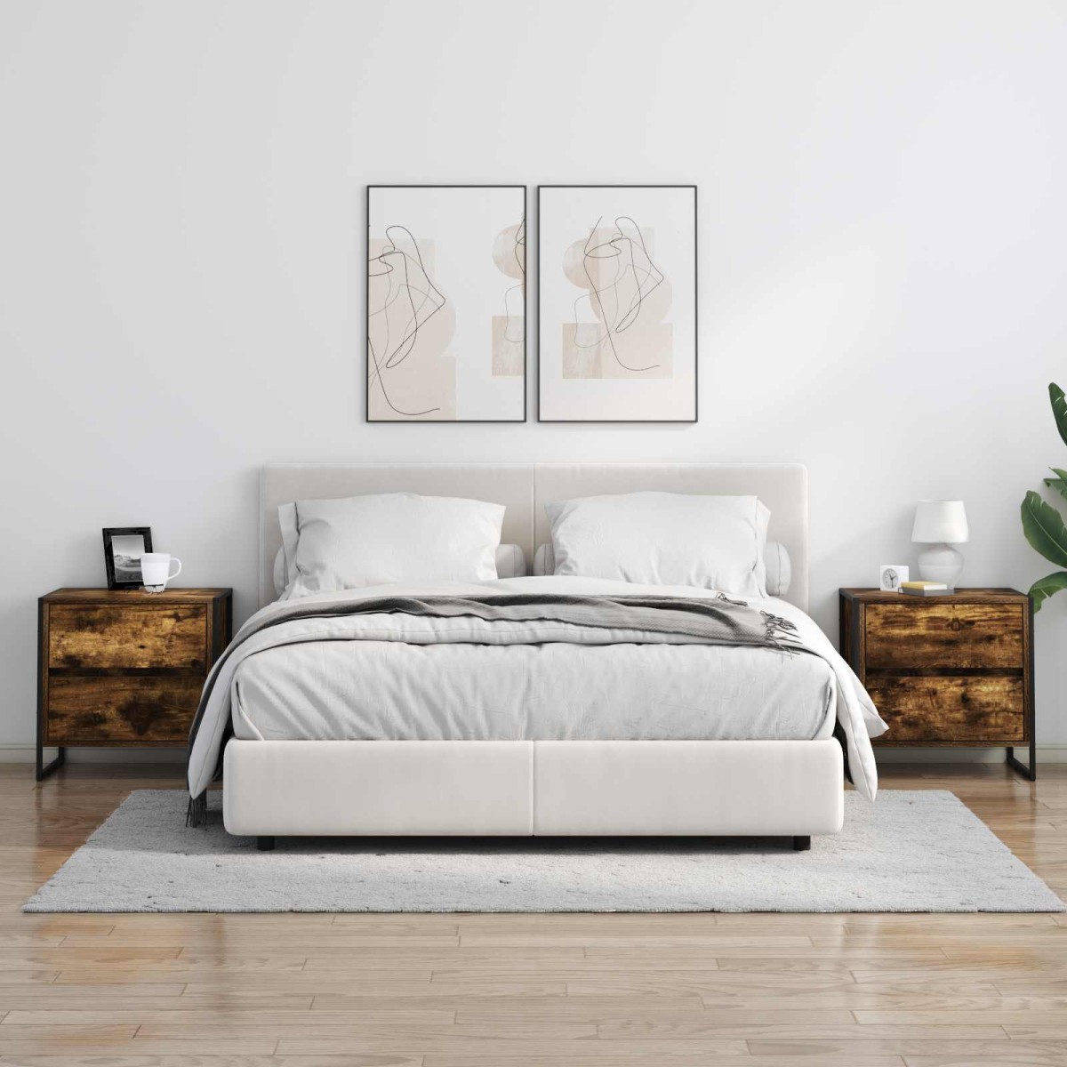 vidaXL Κομοδίνο Καπνιστό Δρύς 50 x 39.5 x 50 εκ. Επεξεργασμένο Ξύλο
