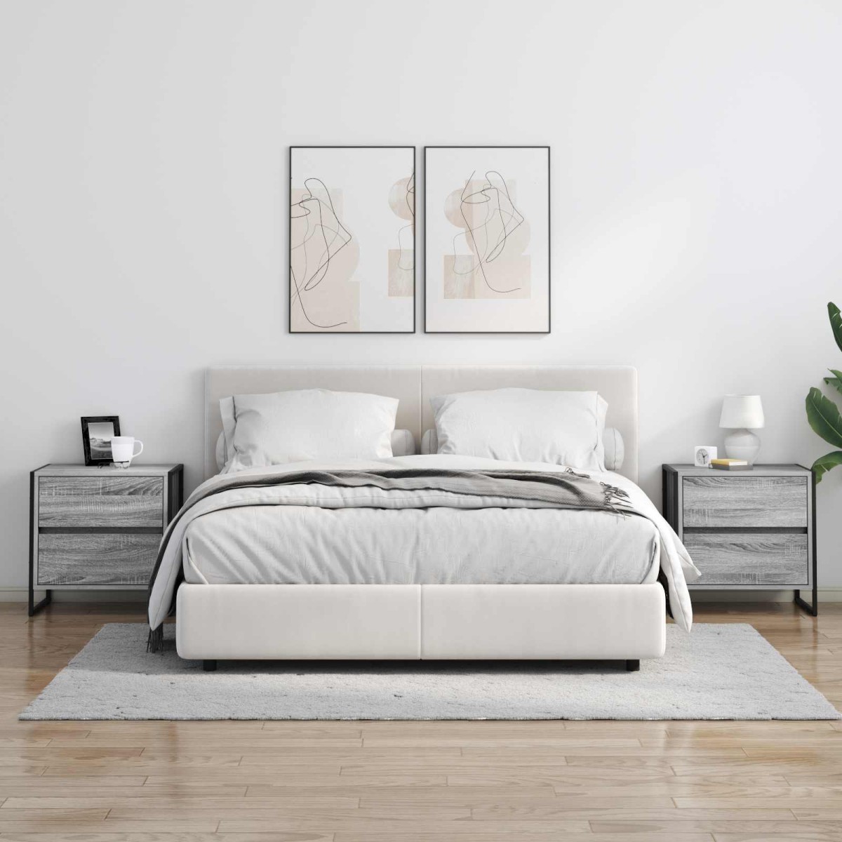 vidaXL Κομοδίνο 2 τμχ. Γκρίζο Σονομα 50 x 39.5 x 50 εκ.