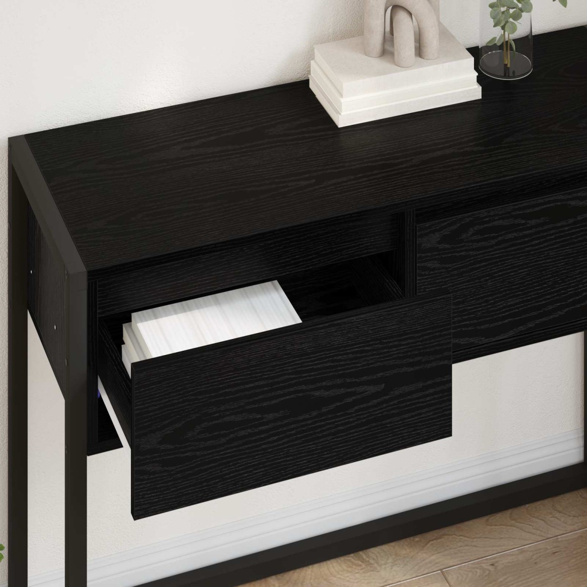vidaXL End Table Μαύρη Οξυά 100 x 36 x 75 εκ. Επεξεργασμένο Ξύλο