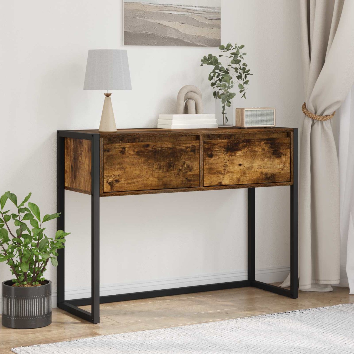 vidaXL End Table Καπνιστό Δρύς 100 x 36 x 75 εκ. Επεξεργασμένο Ξύλο