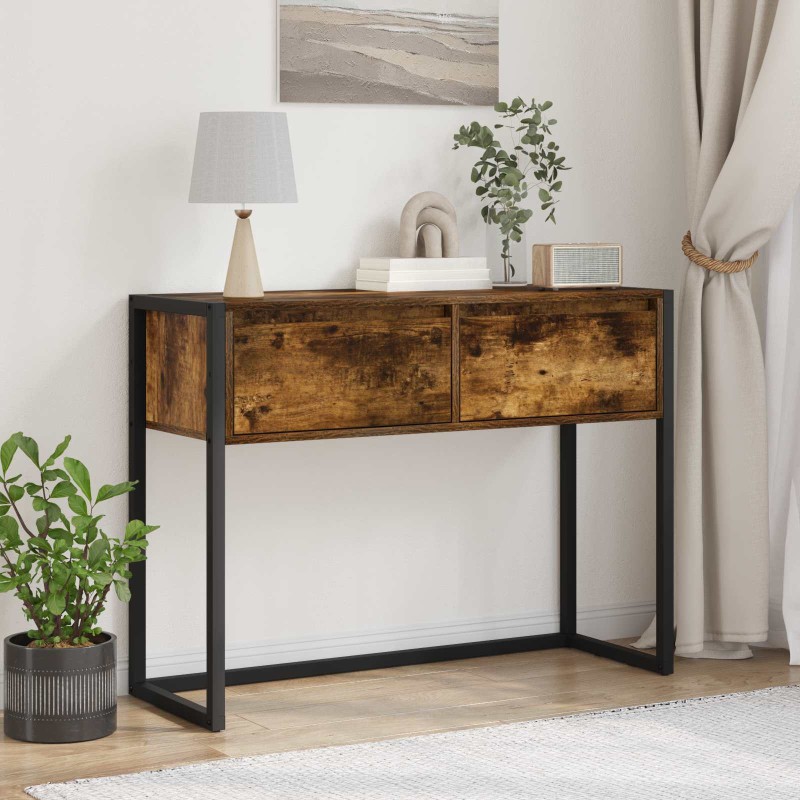 vidaXL End Table Καπνιστό Δρύς 100 x 36 x 75 εκ. Επεξεργασμένο Ξύλο