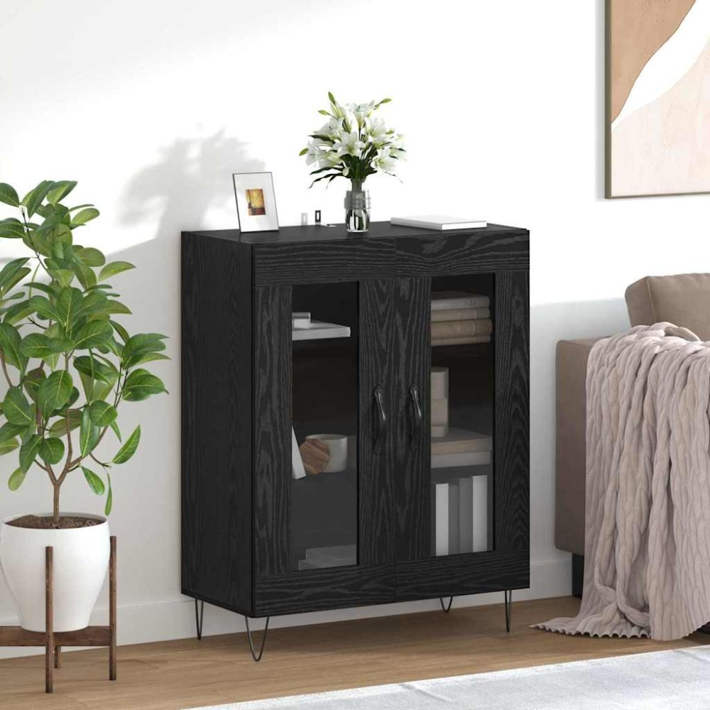 vidaXL Πλαϊνό γραφείο Μαύρη Οξυά 69,5 x 34 x 90 εκ. Επεξεργασμένο Ξύλο