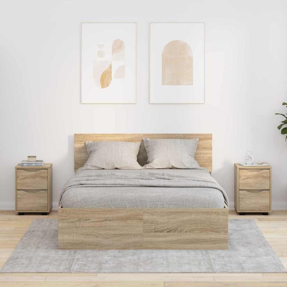 vidaXL Κομοδίνα 2 τμχ. Δρύς Sonoma 30,5 x 30 x 43 εκ