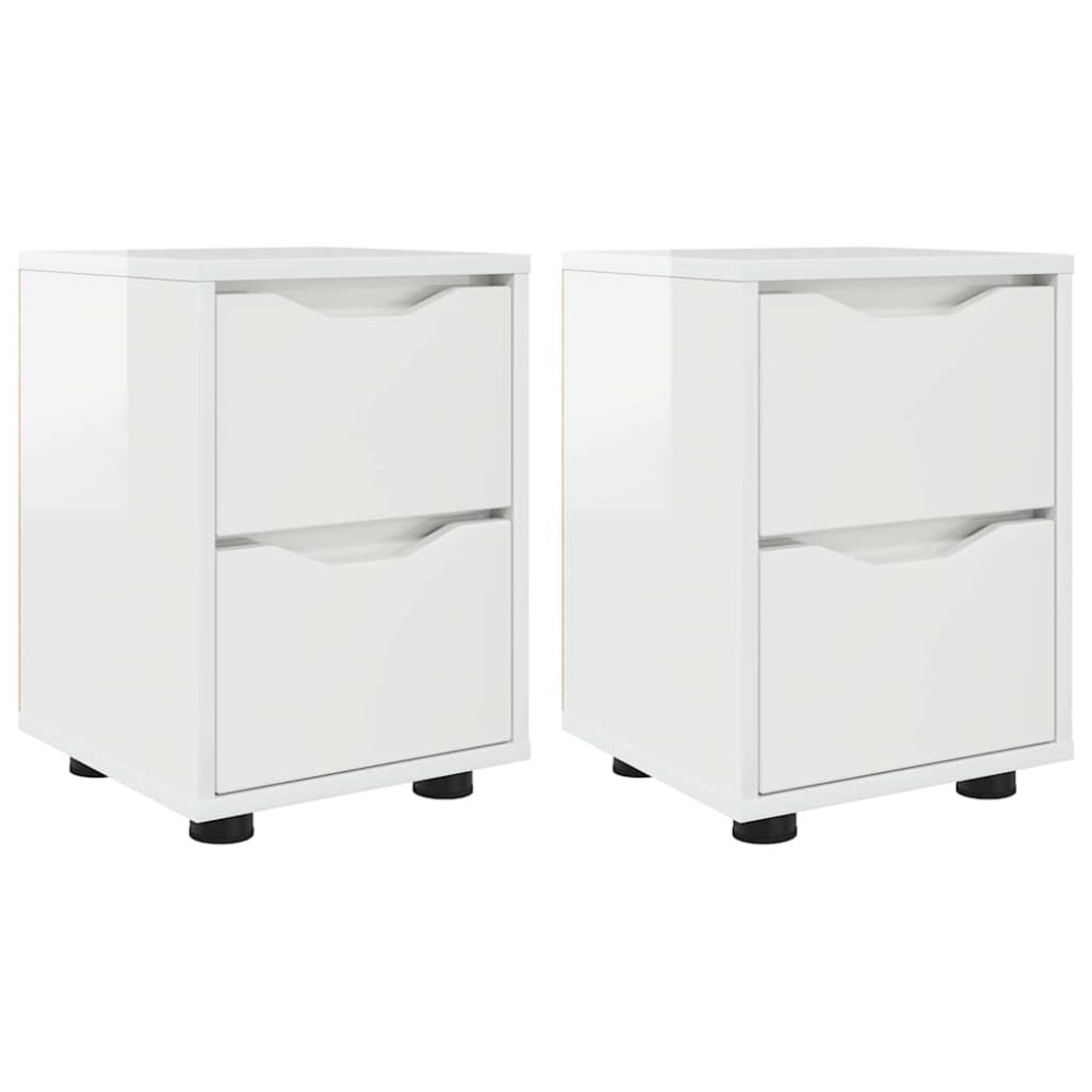 vidaXL Κομοδίνα 2 τμχ. Υψηλής γυαλάδας λευκό 30,5 x 30 x 43 εκ