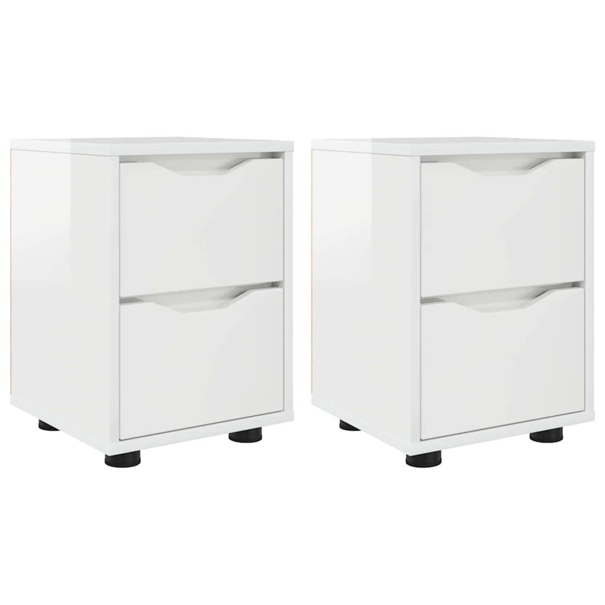 vidaXL Κομοδίνα 2 τμχ. Υψηλής γυαλάδας λευκό 30,5 x 30 x 43 εκ