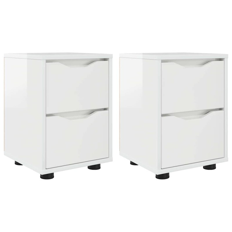 vidaXL Κομοδίνα 2 τμχ. Υψηλής γυαλάδας λευκό 30,5 x 30 x 43 εκ