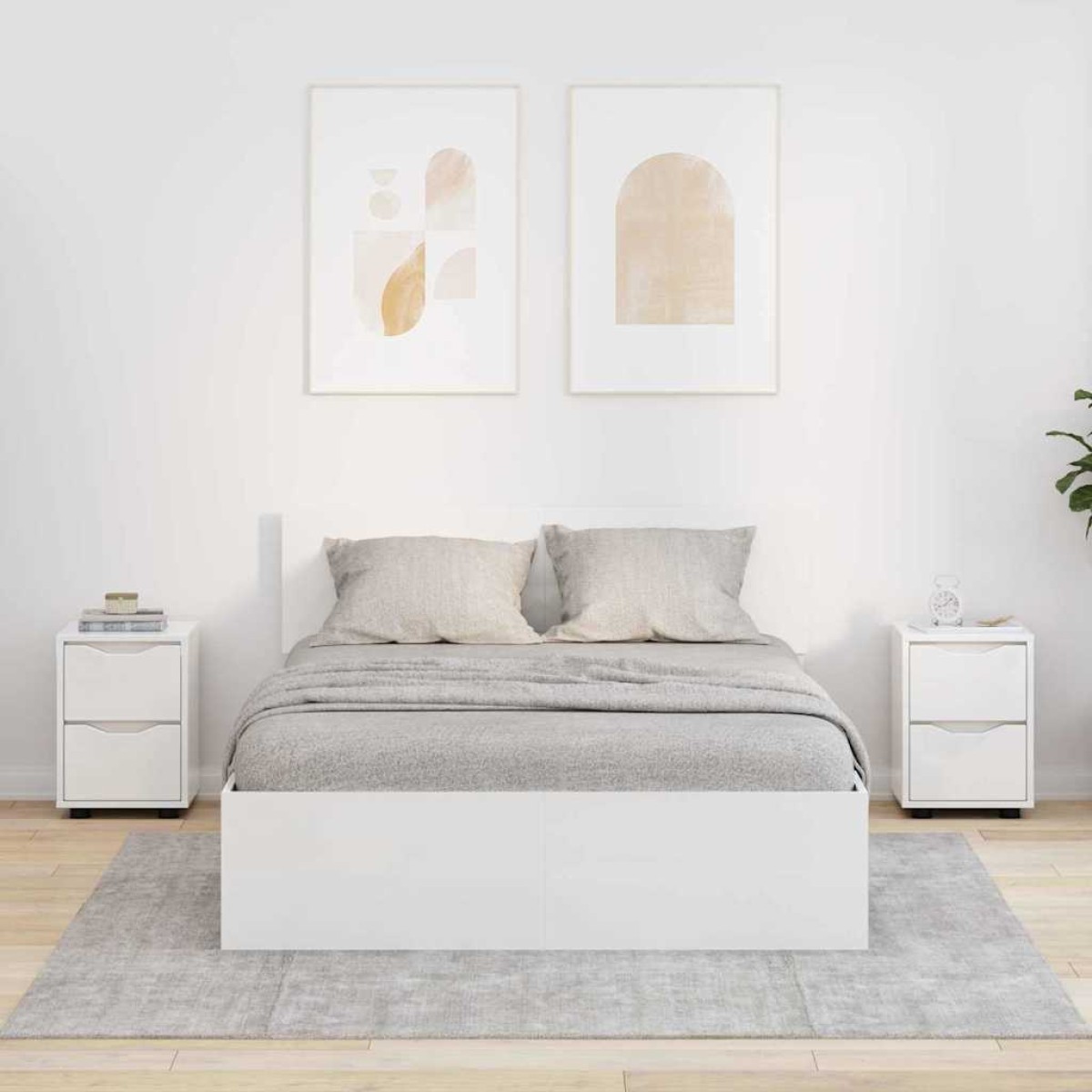 vidaXL Κομοδίνα 2 τμχ. Υψηλής γυαλάδας λευκό 30,5 x 30 x 43 εκ