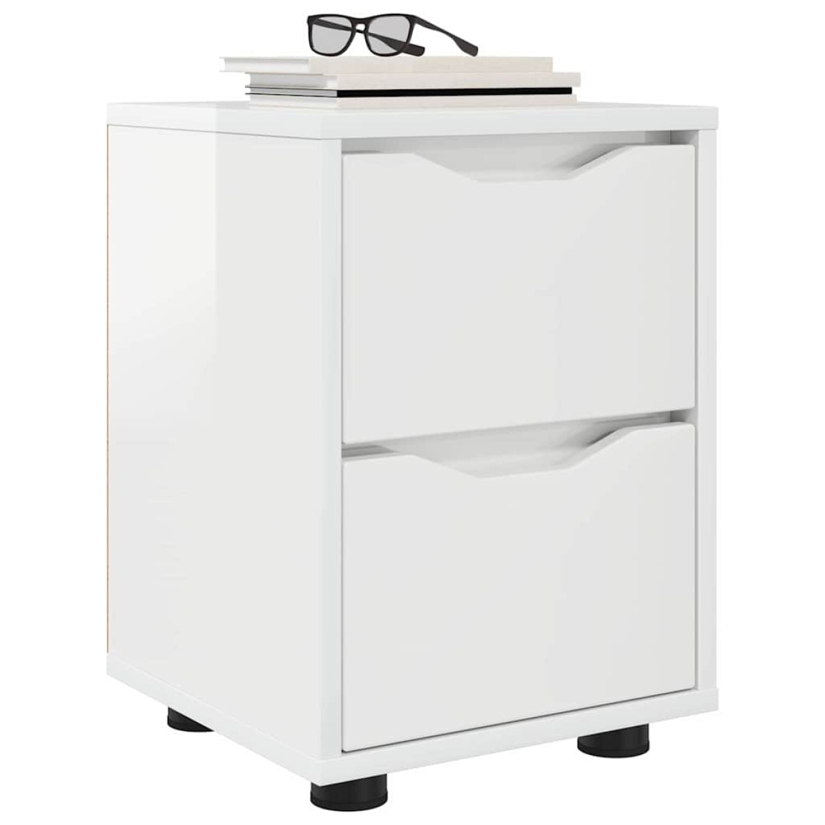 vidaXL Κομοδίνα 2 τμχ. Υψηλής γυαλάδας λευκό 30,5 x 30 x 43 εκ