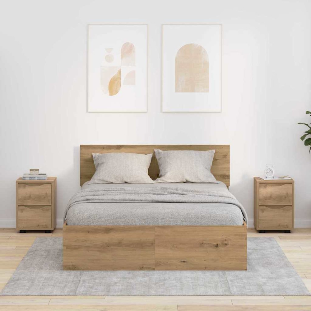 vidaXL Κομοδίνα 2 τμχ. Artisan Oak 30,5 x 30 x 43 εκ