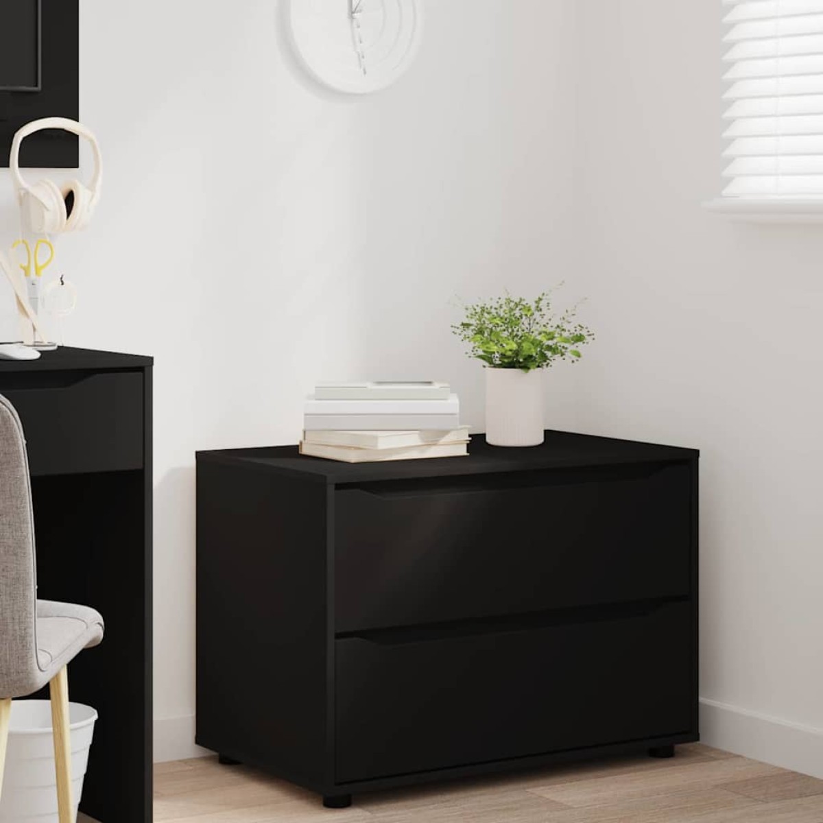 vidaXL Ντουλάπι αποθήκευσης 80 x 48 x 57 εκ Επεξεργασμένο Ξύλο Μαύρο
