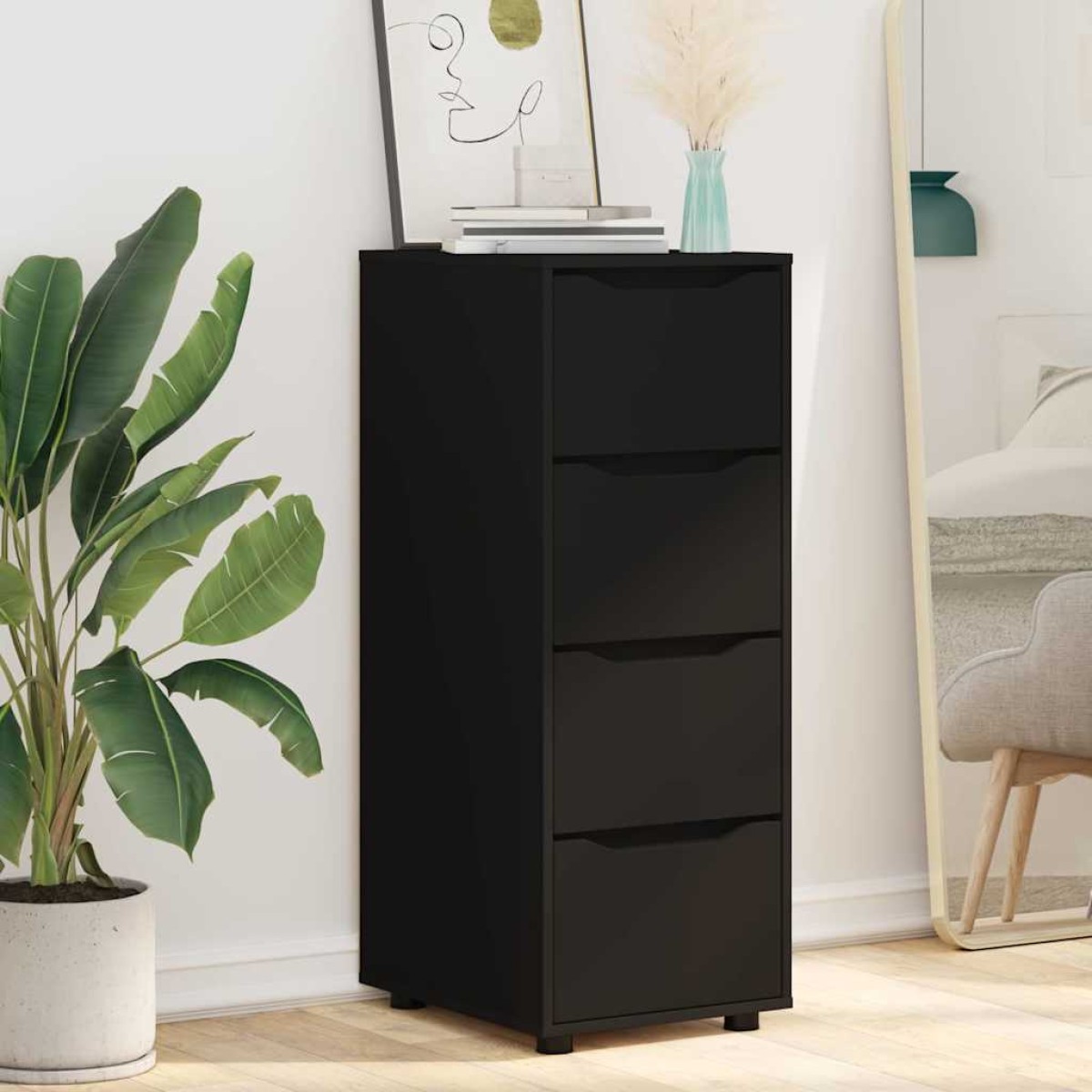 vidaXL Ντουλάπι αποθήκευσης 40 x 48 x 105 εκ Επεξεργασμένο Ξύλο Μαύρο