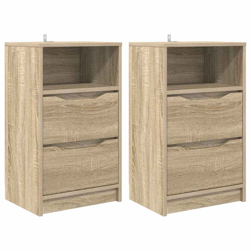 vidaXL Κομοδίνα 2 τεμ. Δρύς Sonoma 40 x 30 x 467 εκ Επεξεργασμένο Ξύλο