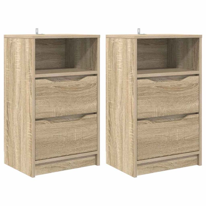 vidaXL Κομοδίνα 2 τεμ. Δρύς Sonoma 40 x 30 x 467 εκ Επεξεργασμένο Ξύλο