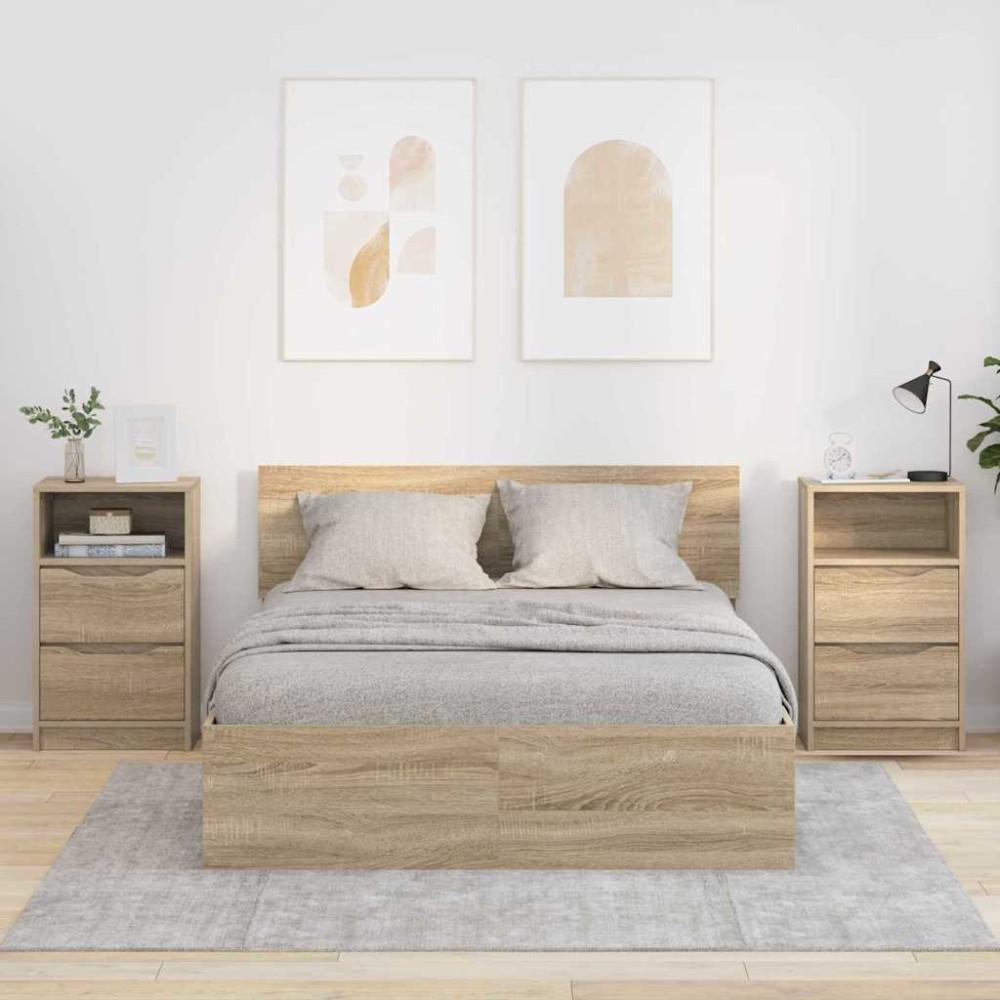 vidaXL Κομοδίνα 2 τεμ. Δρύς Sonoma 40 x 30 x 467 εκ Επεξεργασμένο Ξύλο