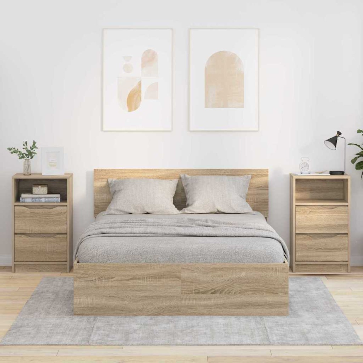 vidaXL Κομοδίνα 2 τεμ. Δρύς Sonoma 40 x 30 x 467 εκ Επεξεργασμένο Ξύλο