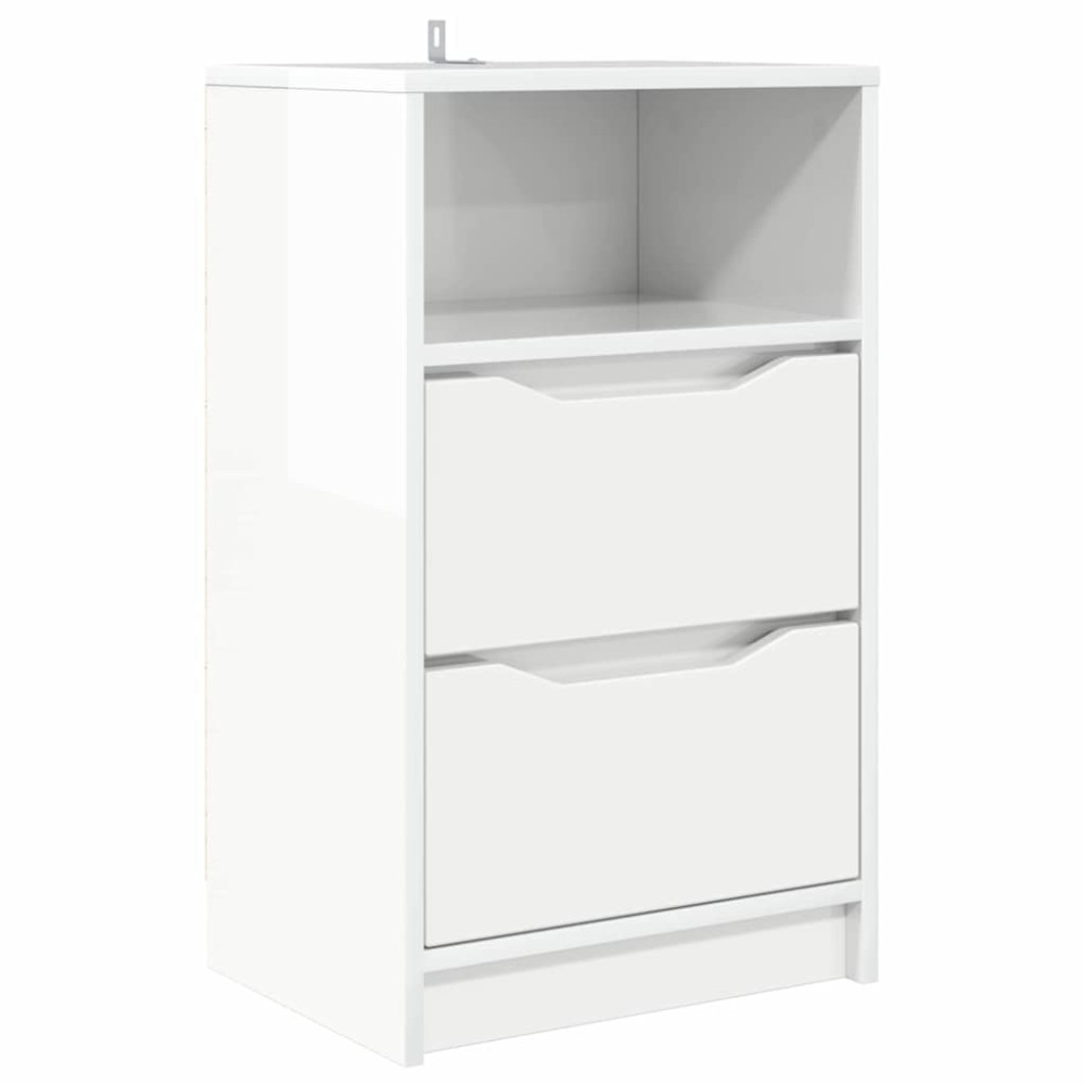 vidaXL Κομοδίνο Υψηλής γυαλάδας λευκό 40 x 30 x 467 εκ