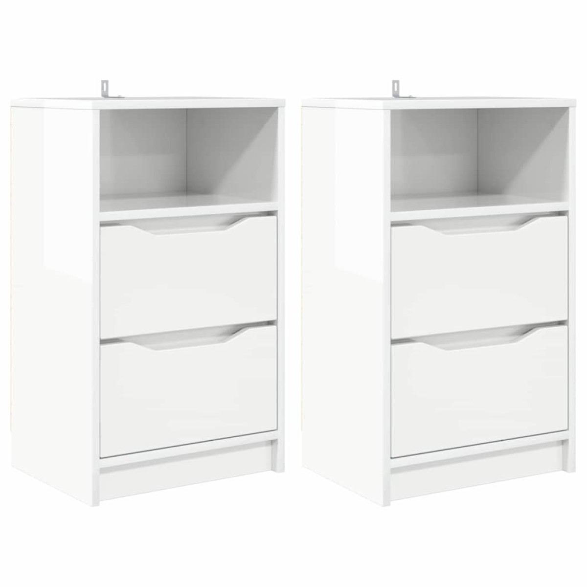 vidaXL Κομοδίνα 2 τεμ. Υψηλής γυαλάδας λευκό 40 x 30 x 467 εκ