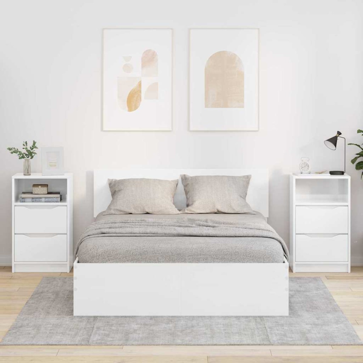 vidaXL Κομοδίνα 2 τεμ. Υψηλής γυαλάδας λευκό 40 x 30 x 467 εκ