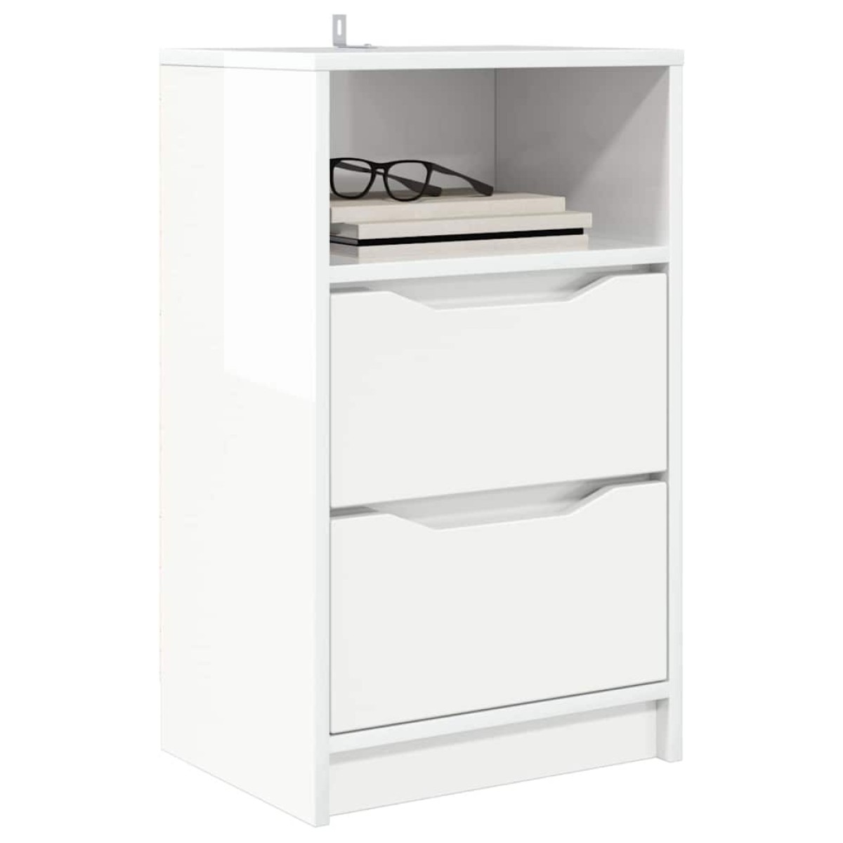 vidaXL Κομοδίνα 2 τεμ. Υψηλής γυαλάδας λευκό 40 x 30 x 467 εκ
