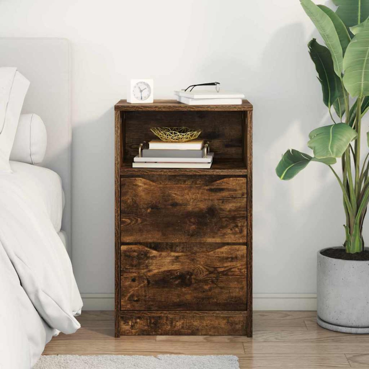 vidaXL Κομοδίνο Καπνιστό Δρύς 40 x 30 x 467 εκ Επεξεργασμένο Ξύλο