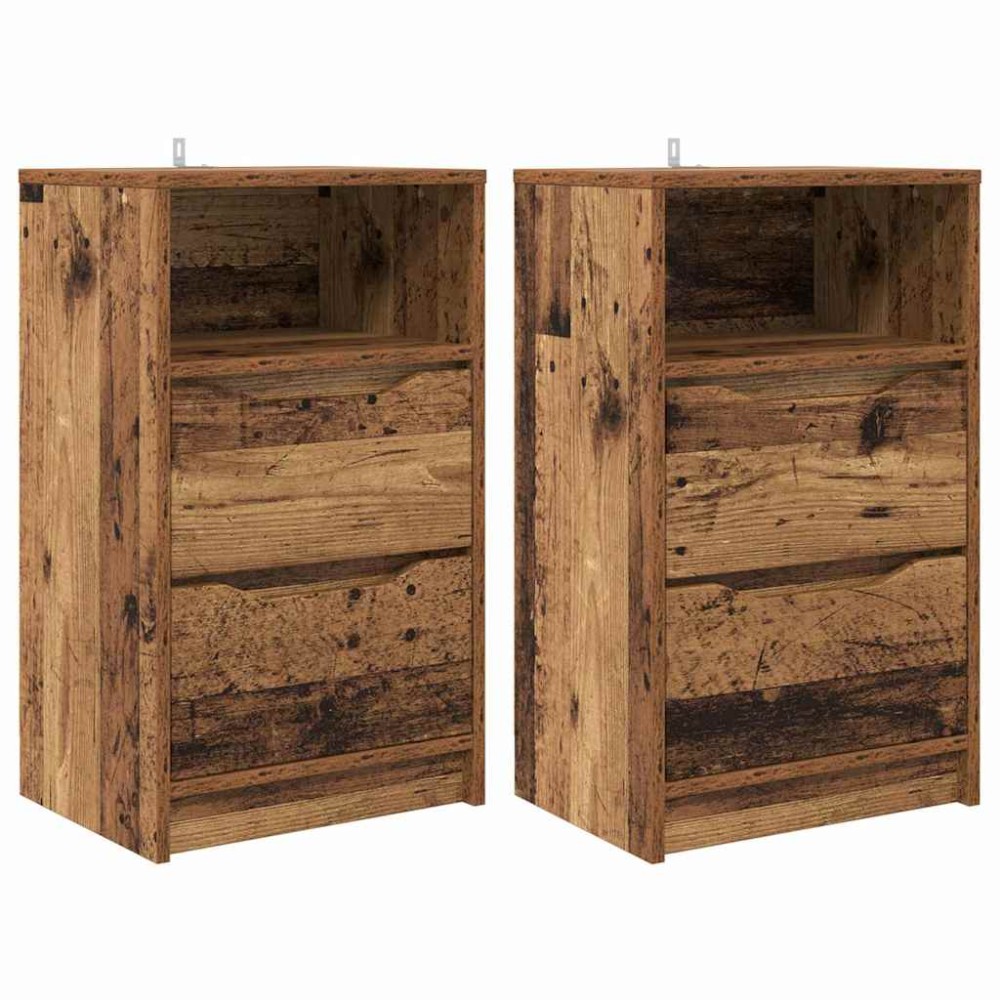 vidaXL Κομοδίνα 2 τεμ. Παλιό Ξύλο 40 x 30 x 467 εκ Επεξεργασμένο Ξύλο