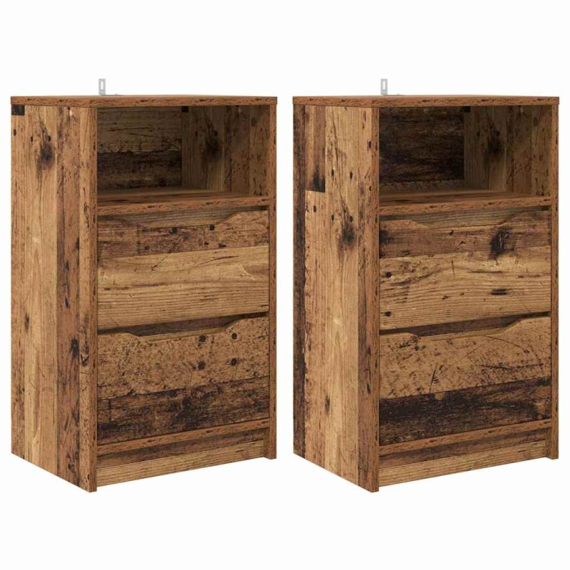 vidaXL Κομοδίνα 2 τεμ. Παλιό Ξύλο 40 x 30 x 467 εκ Επεξεργασμένο Ξύλο