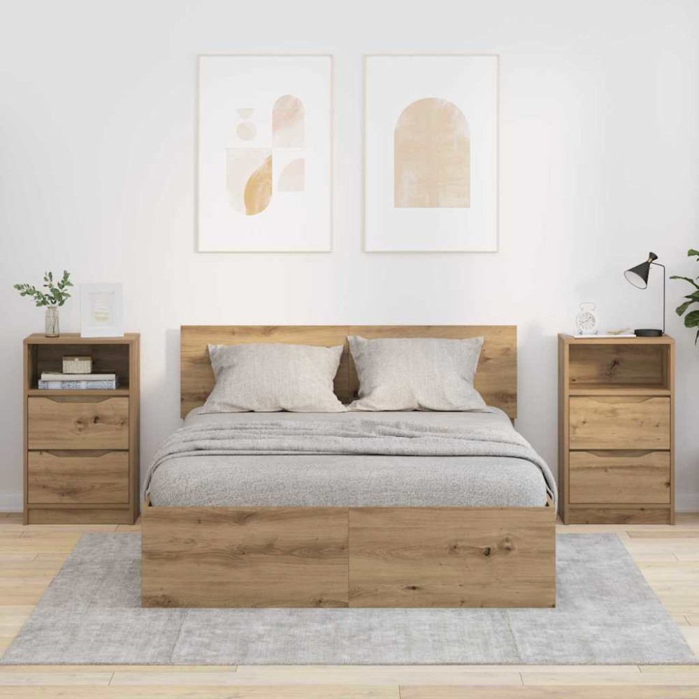 vidaXL Κομοδίνα 2 τεμ. Artisan Oak 40 x 30 x 467 εκ Επεξεργασμένο Ξύλο