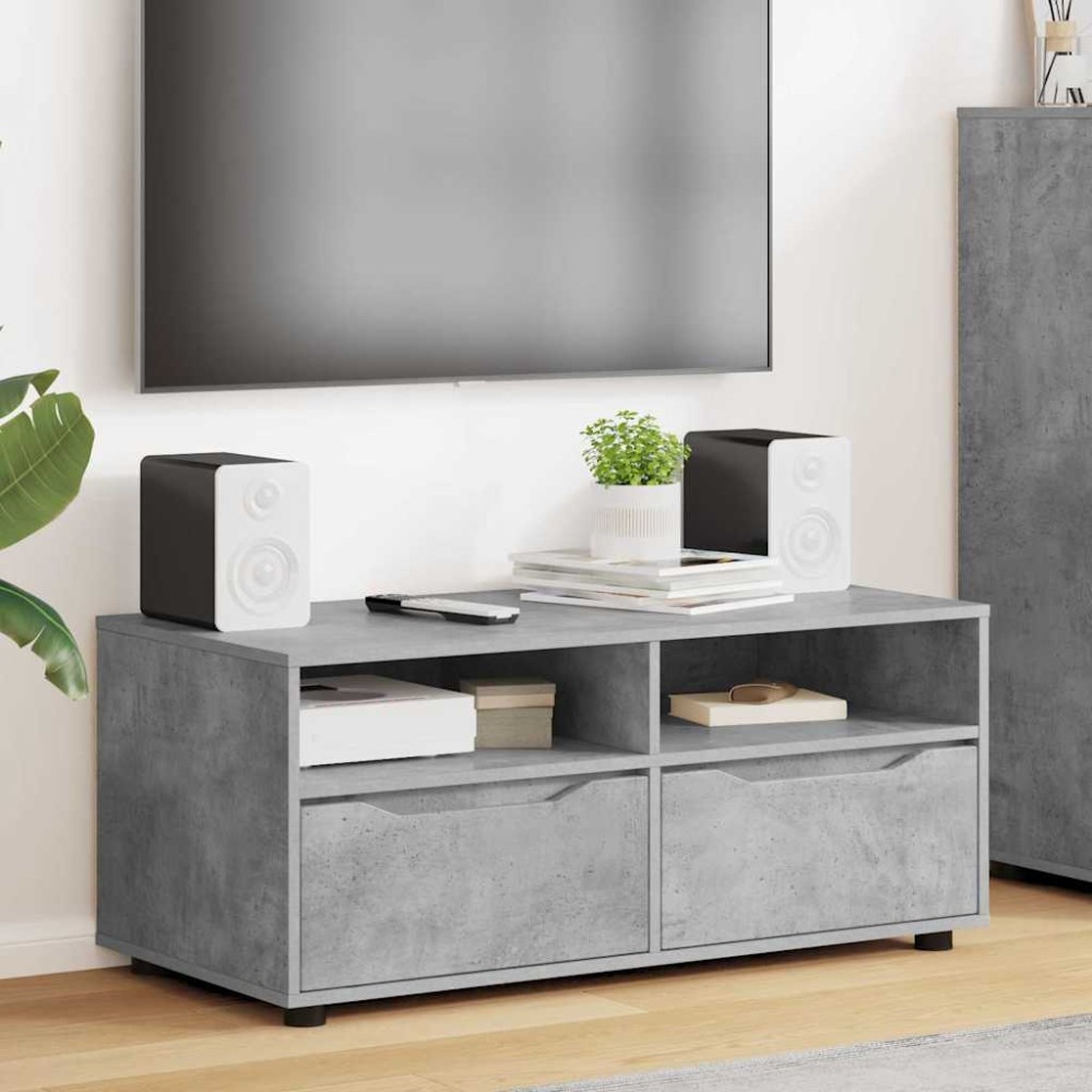 vidaXL Ντουλάπι TV 100 x 48 x 43 εκ. Σκυρόδεμα Γκρι Επεξεργασμένο Ξύλο