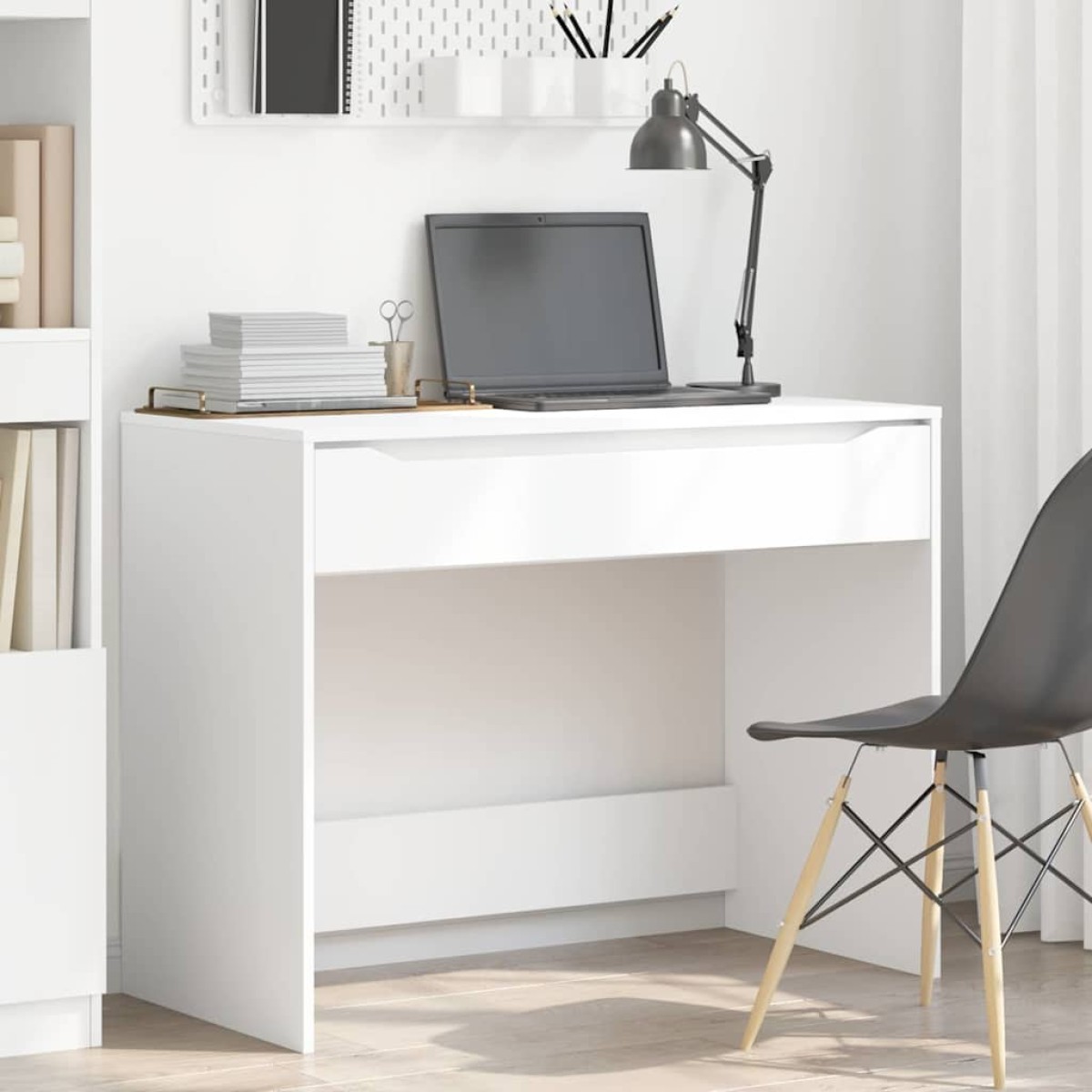 vidaXL Γραφείο Λευκός 100 x 50 x 78 εκ Μηχανικά επεξεργασμένο ξύλο