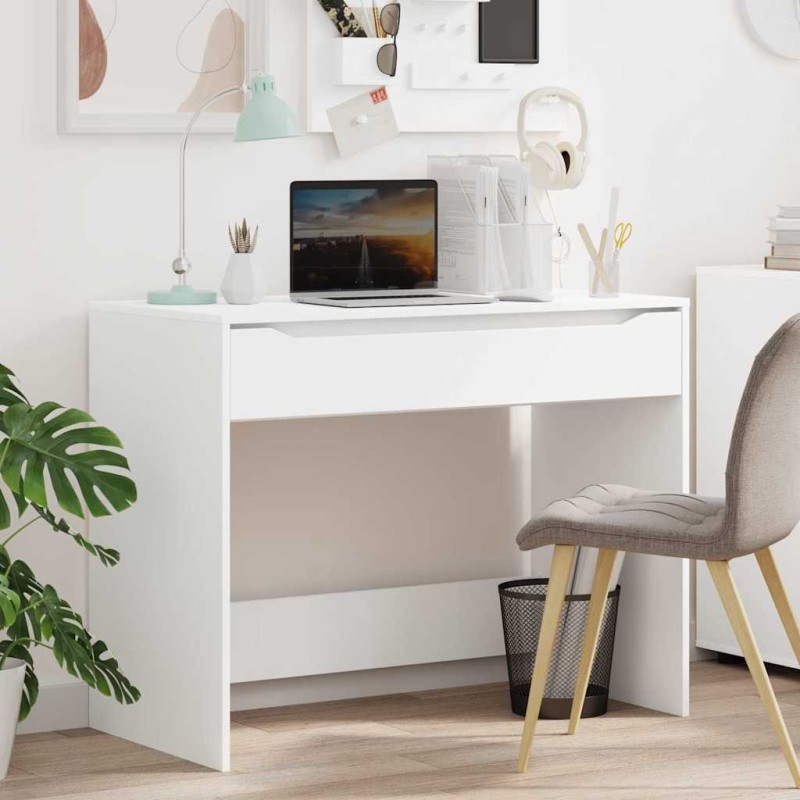 vidaXL Γραφείο Λευκός 100 x 50 x 78 εκ Μηχανικά επεξεργασμένο ξύλο