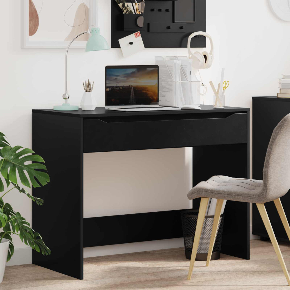 vidaXL Γραφείο Μαύρο 100 x 50 x 78 εκ Μηχανικά επεξεργασμένο ξύλο