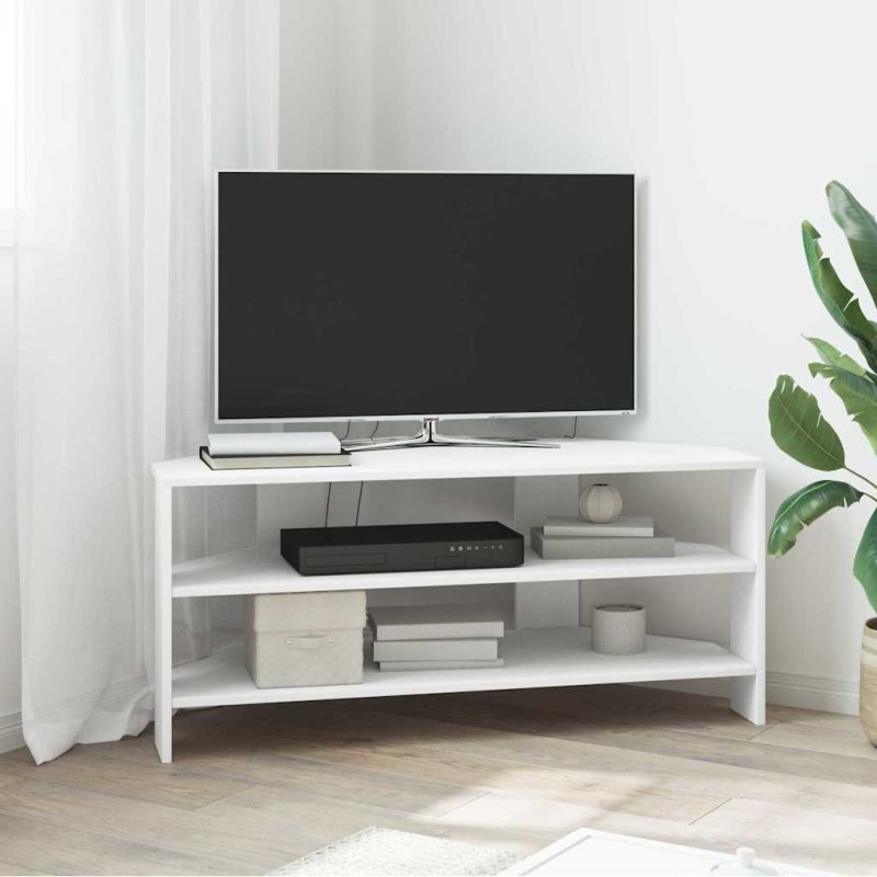 vidaXL ΓωνιακήΒάσηΤηλεόρασης 102x40,5x45εκ Λευκό Επεξεργασμένο Ξύλο