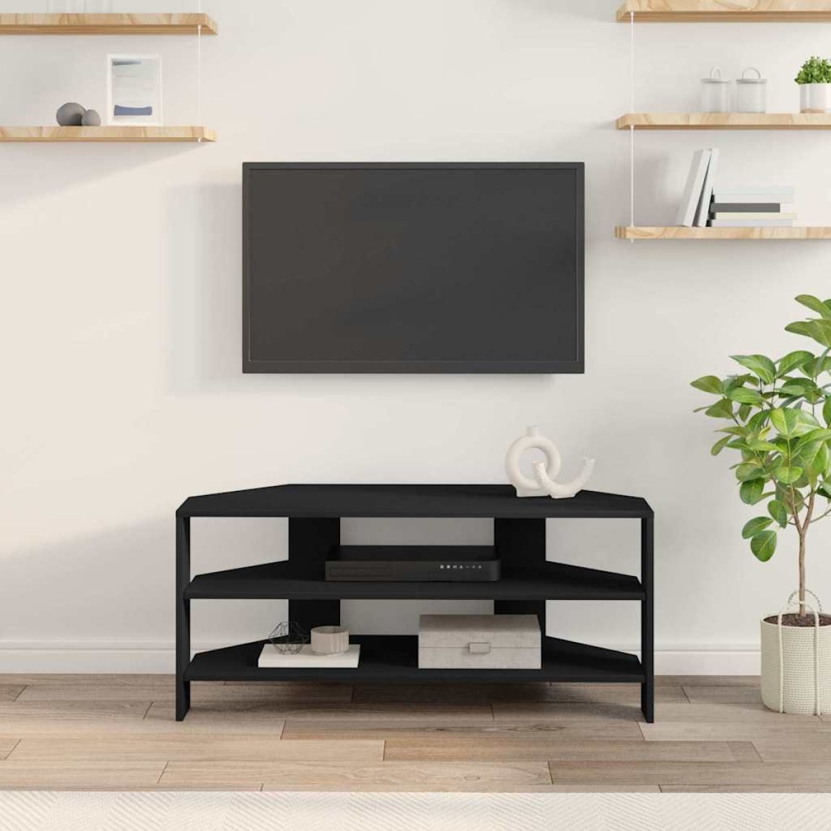 vidaXL ΓωνιακήΒάσηΤηλεόρασης 102x40,5x45εκ Μαύρο Επεξεργασμένο Ξύλο