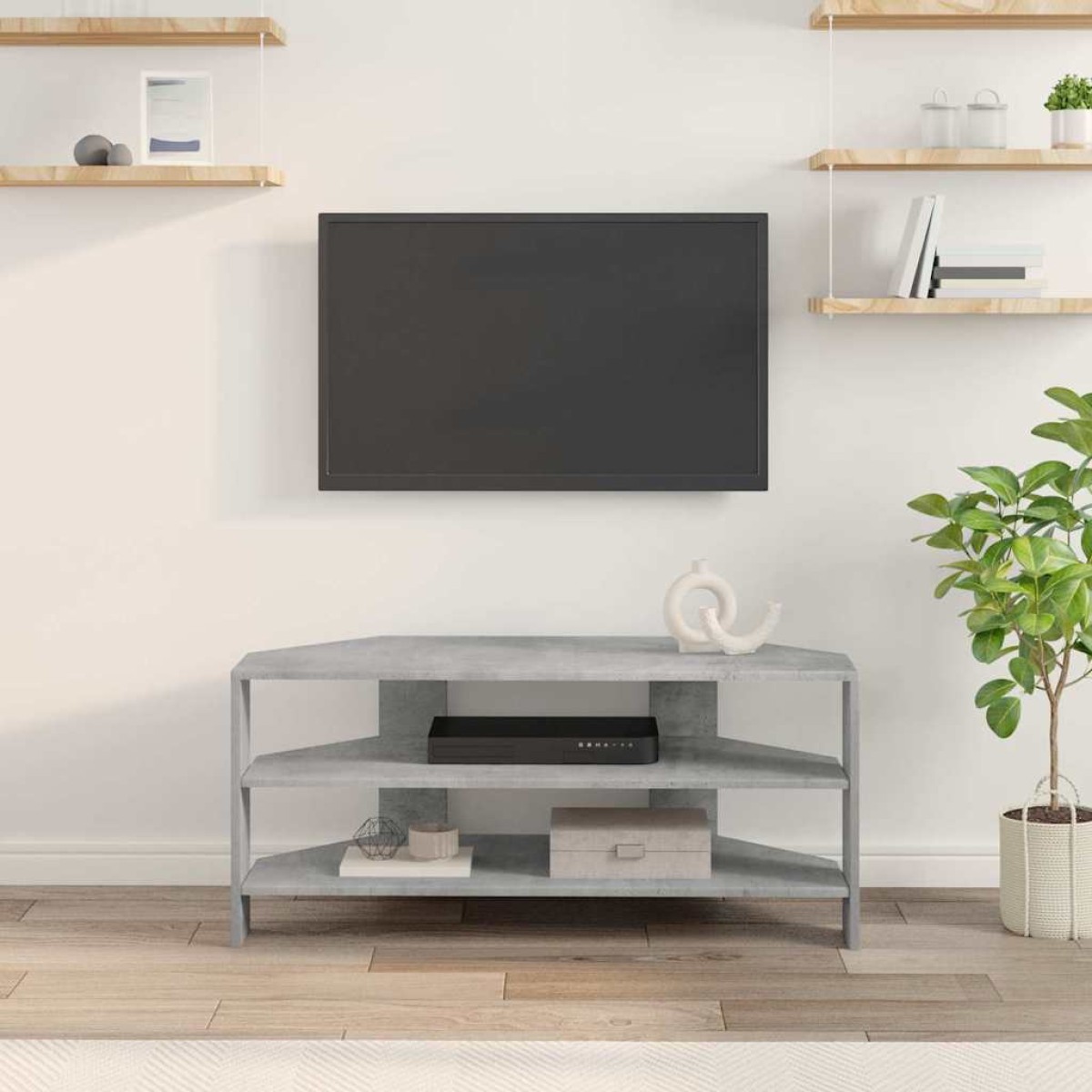 vidaXL ΓωνιακήΒάσηΤηλεόρασης 102x40,5x45εκ Σκυρόδεμα Γκρι