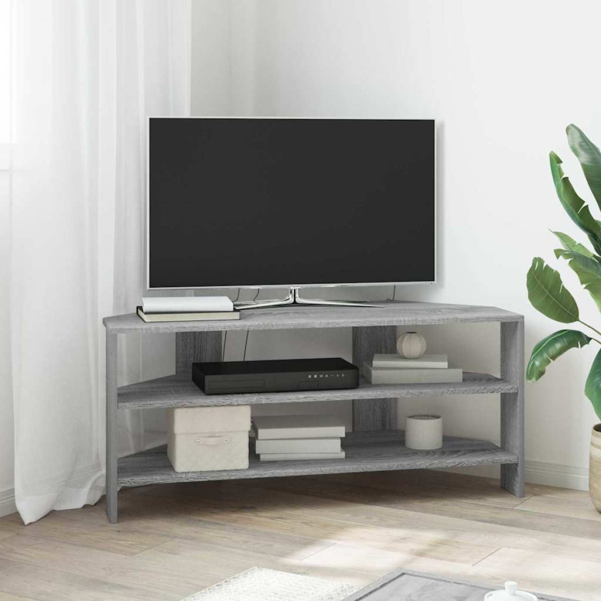 vidaXL ΓωνιακήΒάσηΤηλεόρασης 102x40,5x45εκ Γκρίζο Σονομα